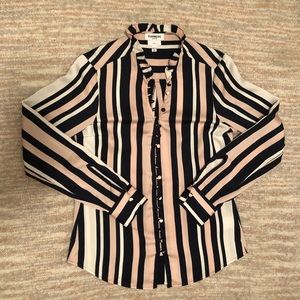 Express | Striped Ruffle Collar Button Down